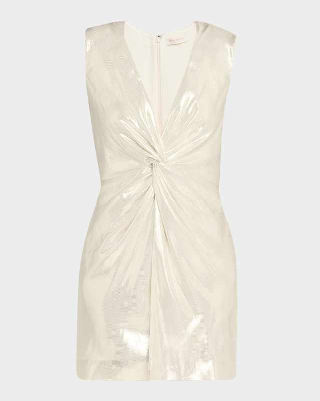 Gisela Twist-Front Metallic Mini Dress